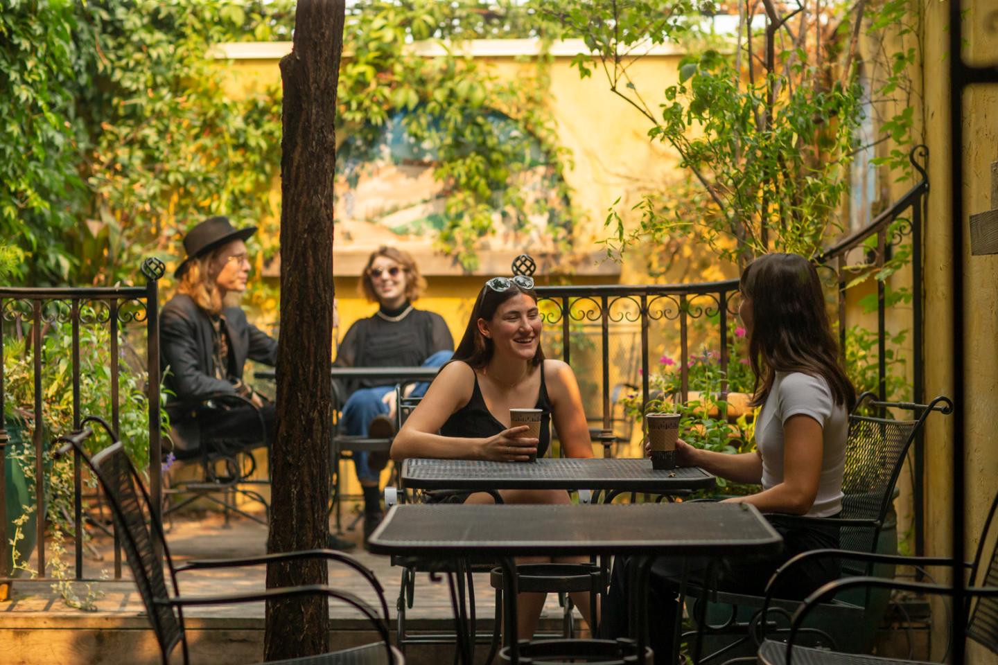people sitting at patio