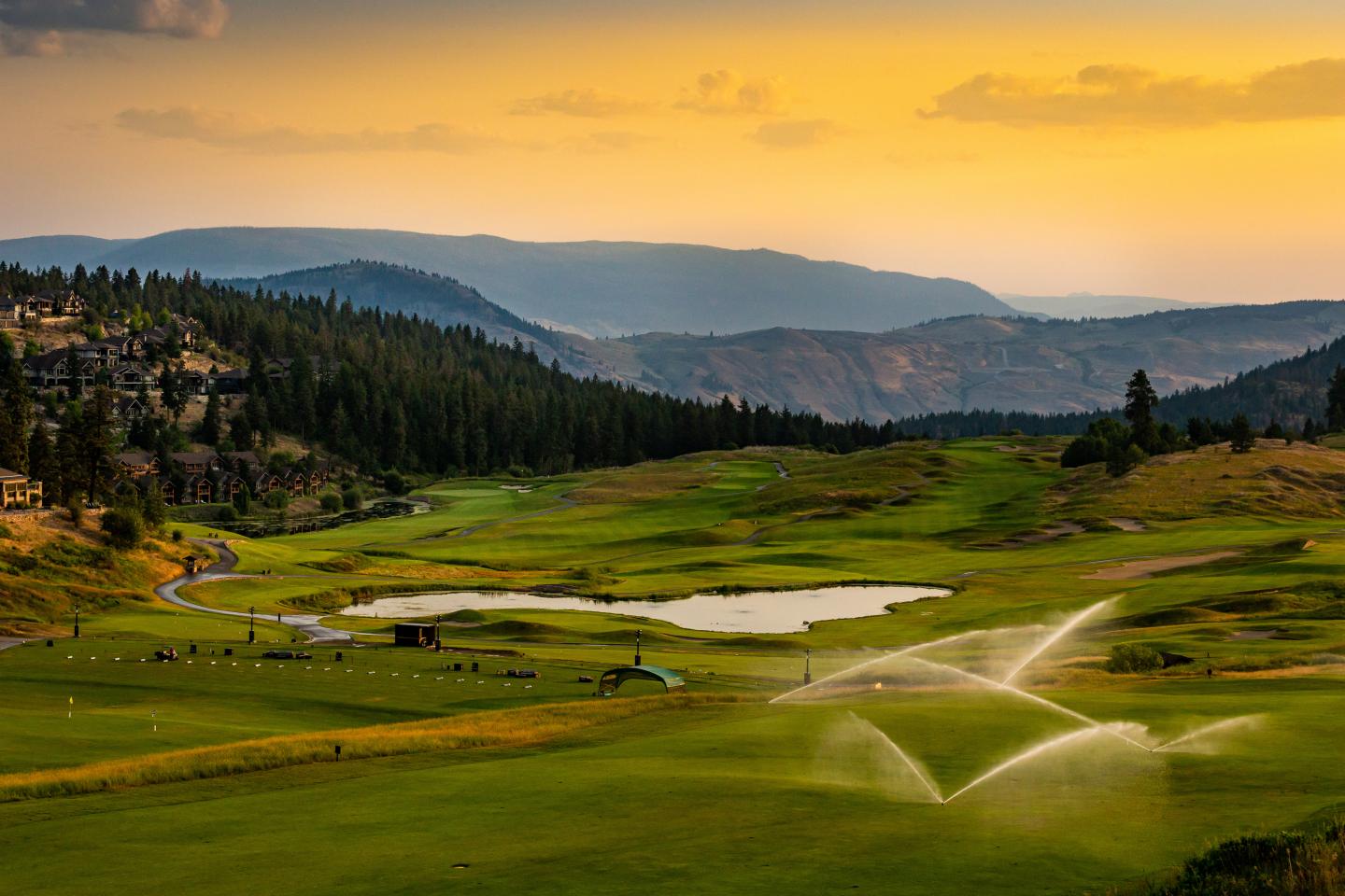 golf course at dusk