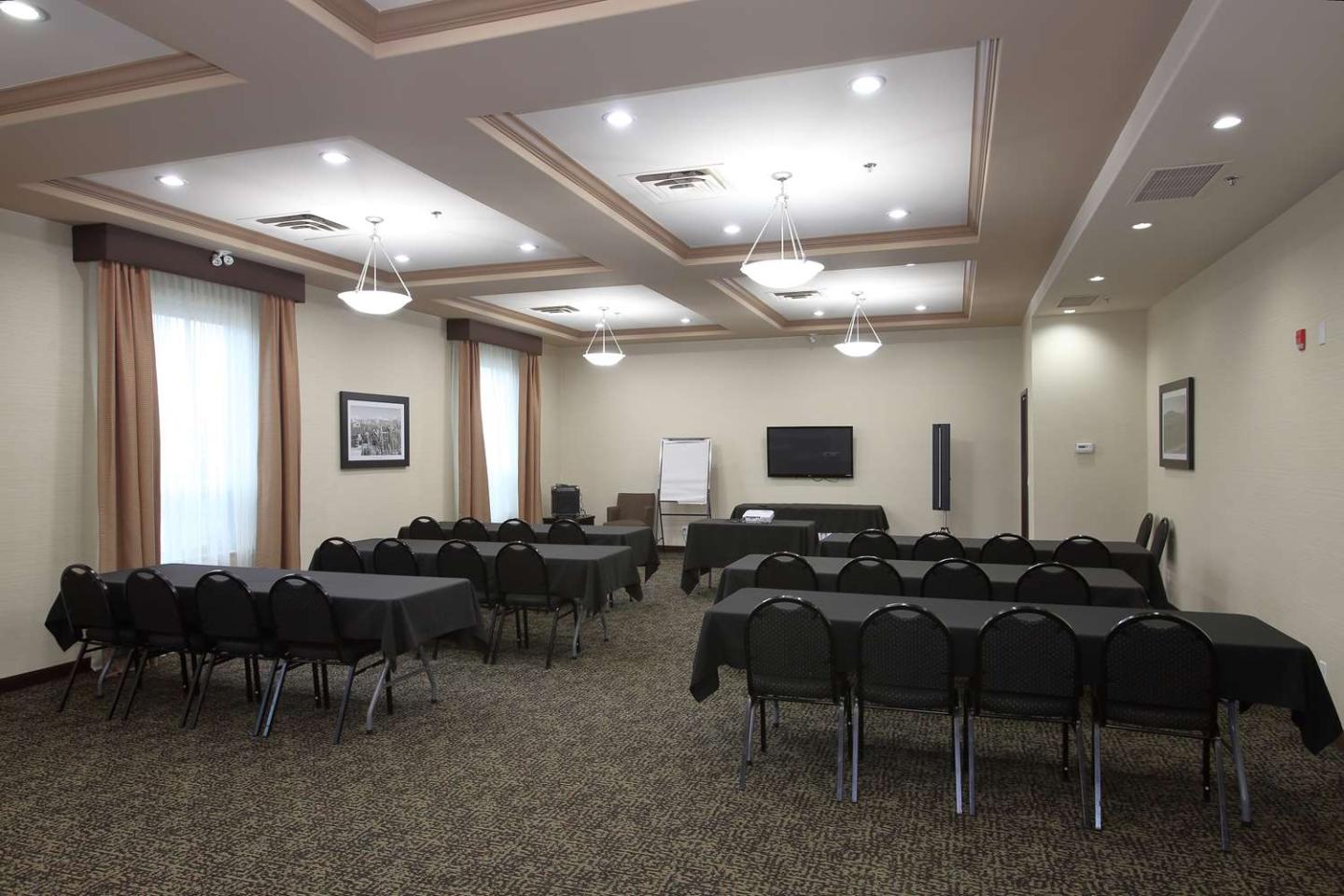 Event space with tables and chairs