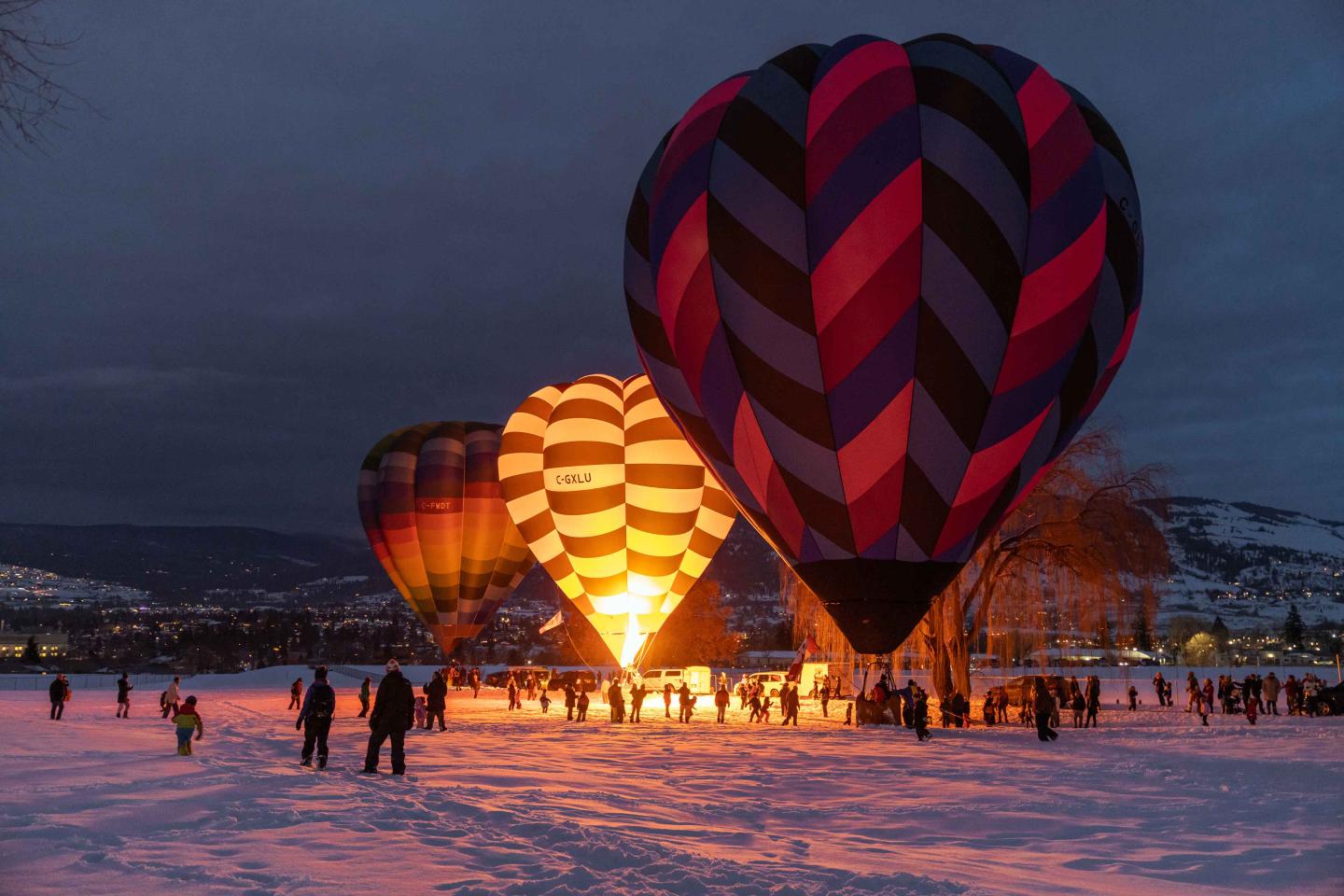 Hot air balloons in snow