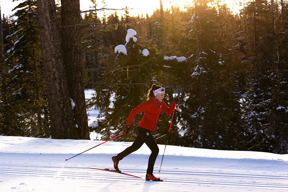 woman cross-country skiing