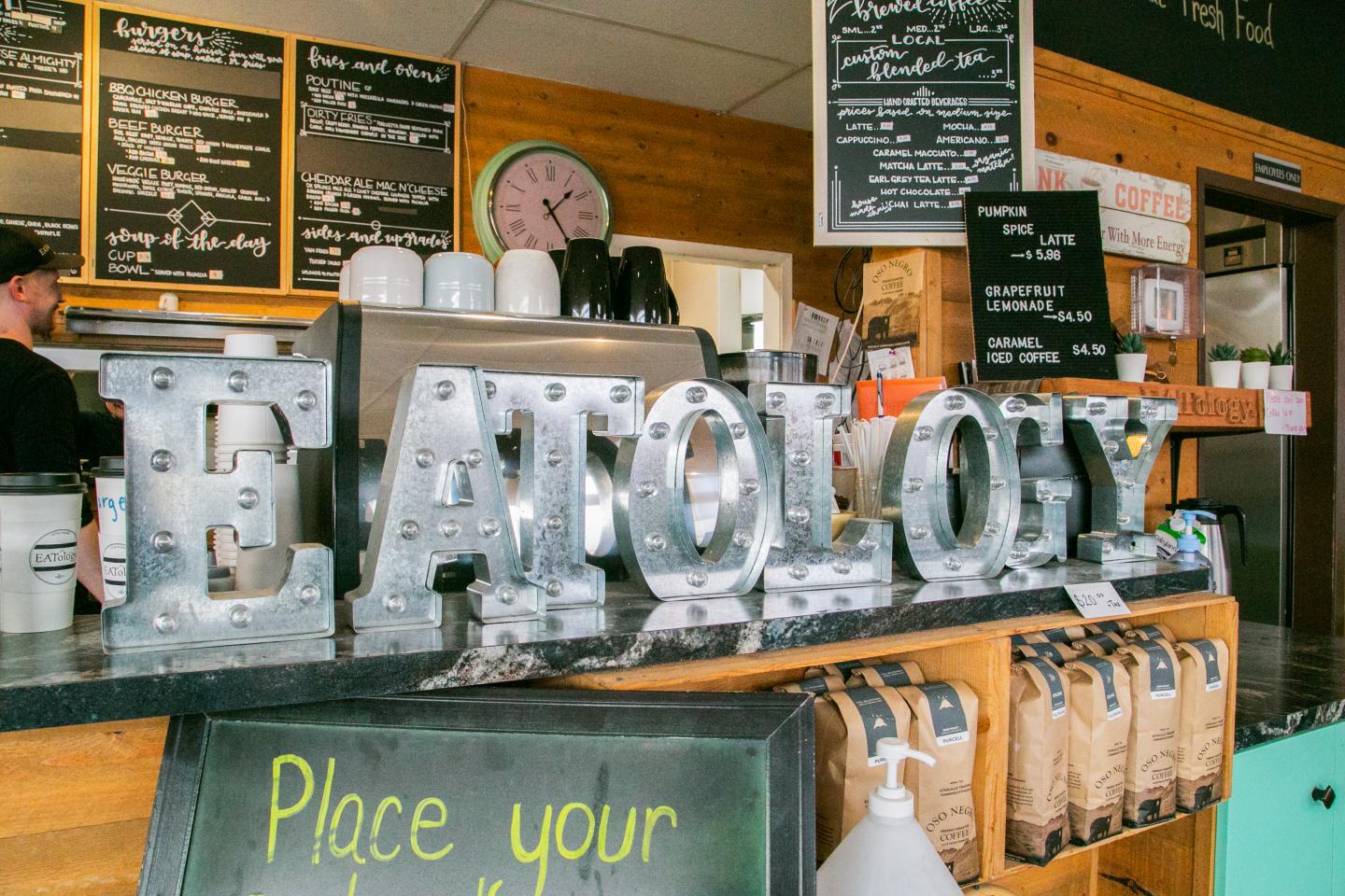 EATology marquee sign inside EATology Restaurant
