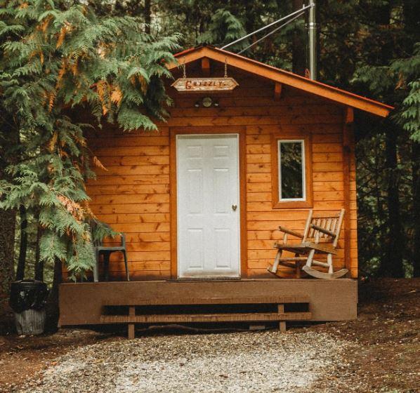 cabin in campground in the forest