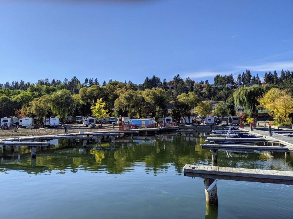 RV park along beach on lake