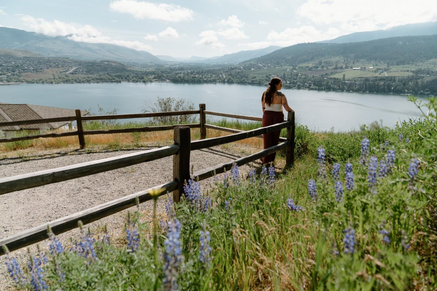 girl at lookout over Kalamalka Lake
