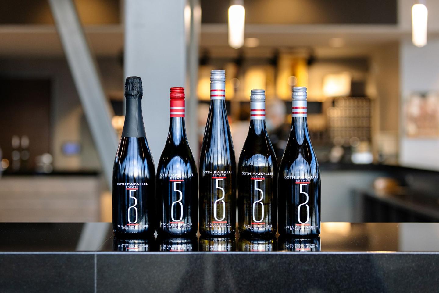 selection of wine bottles from 50th Parallel Winery