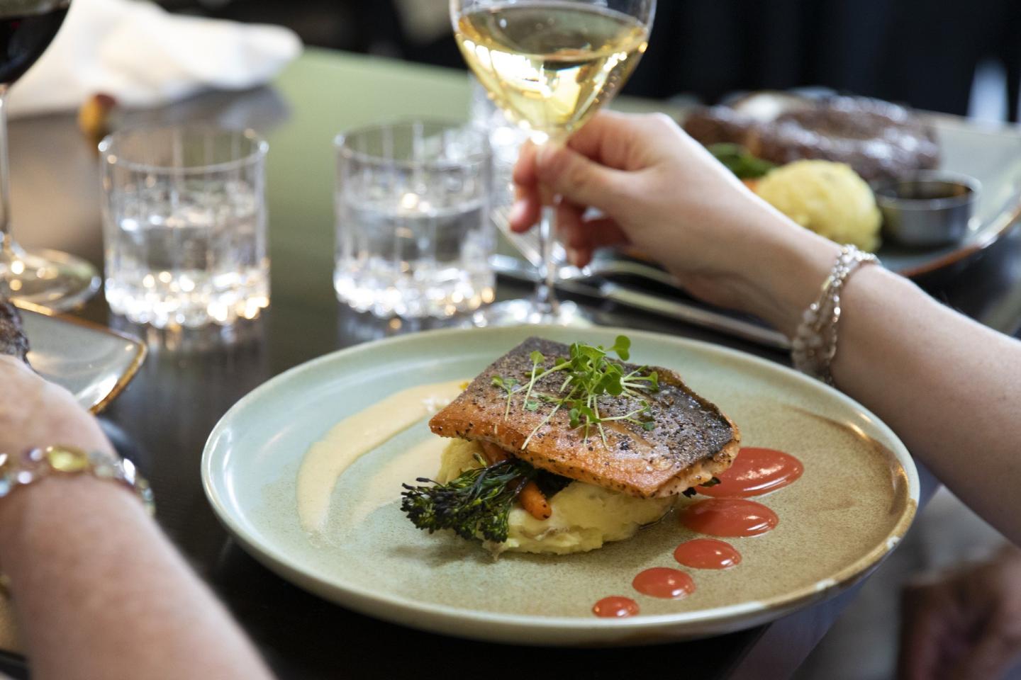 salmon dish at predator ridge restaurant