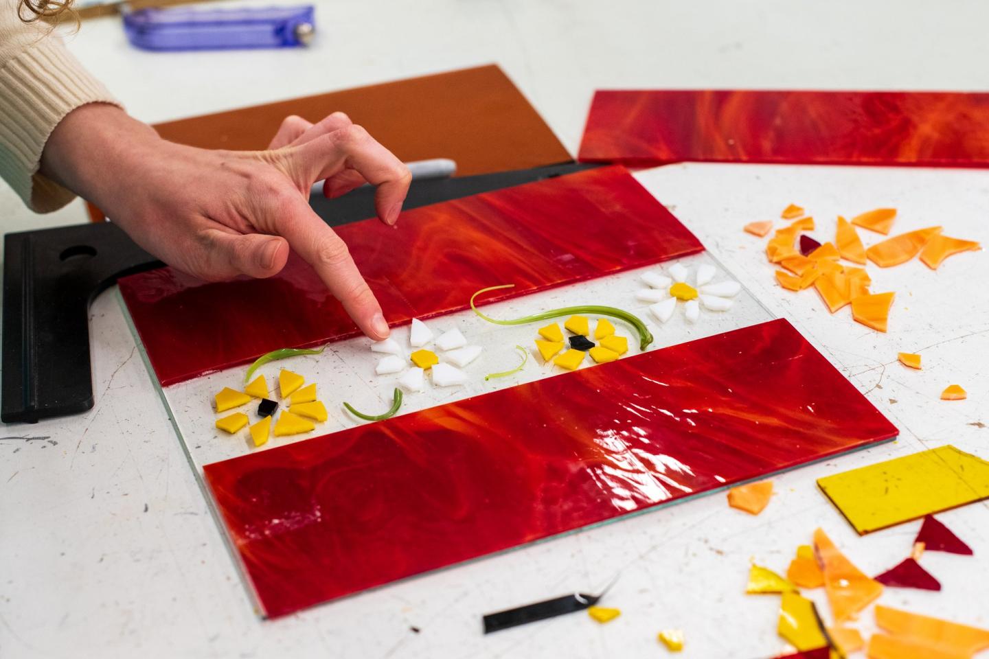 stained glass making class at community arts centre