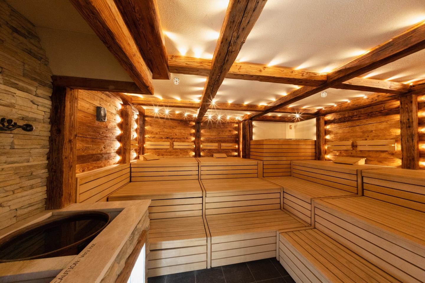 sauna at luxury spa