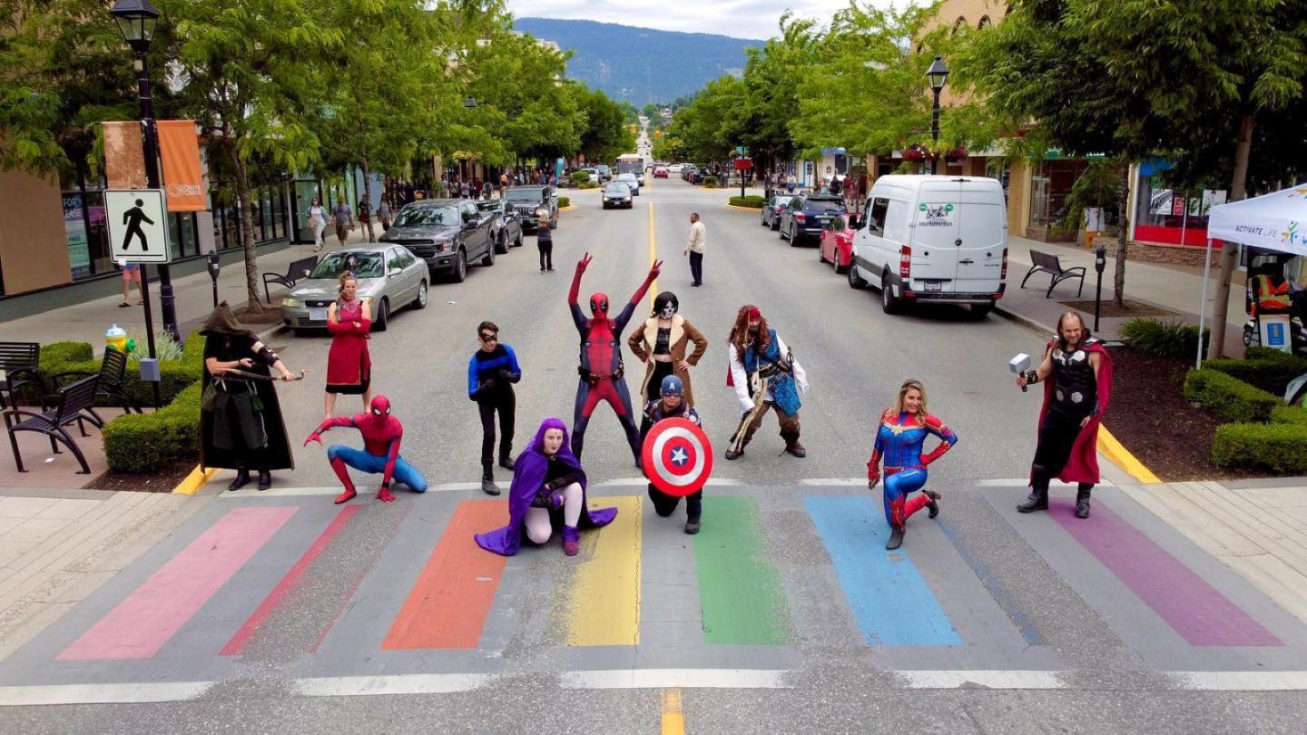 Vernon Comic Con Photo at rainbow crosswalk