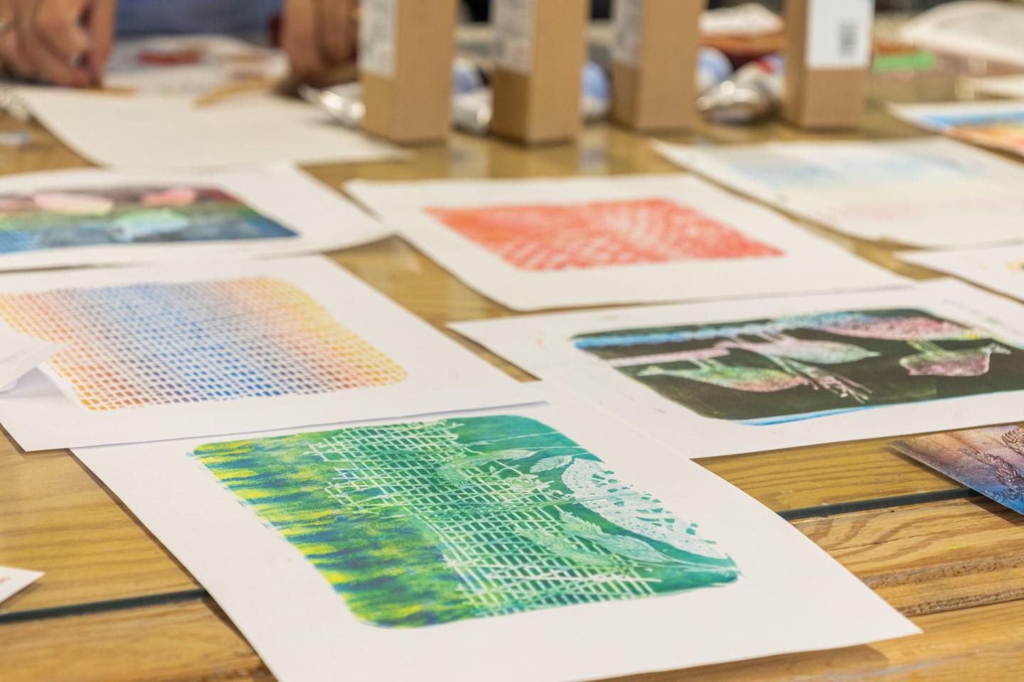 upclose art prints on a table