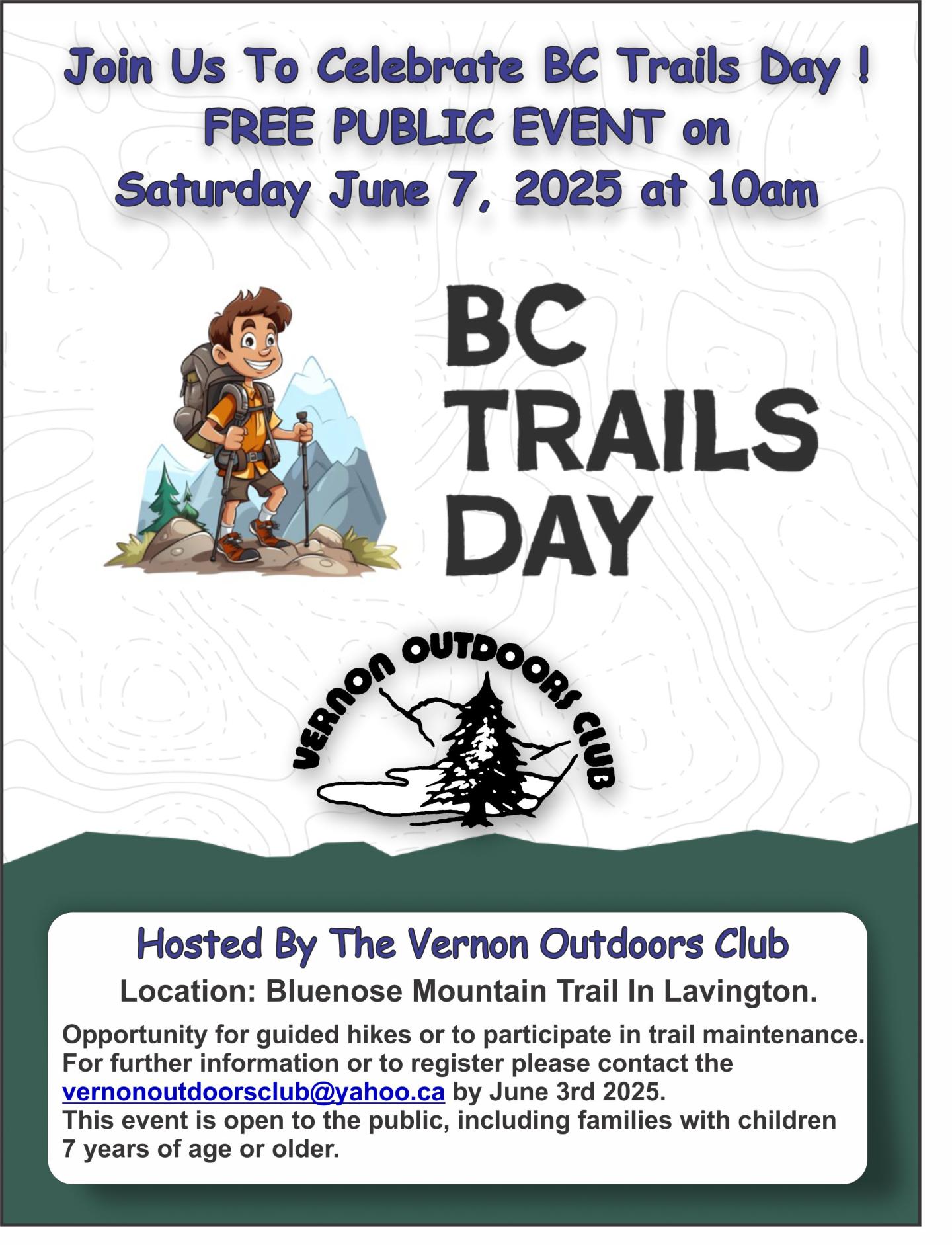 Opportunity for guided hikes on BC Trails Day, Saturday June 7, 2025