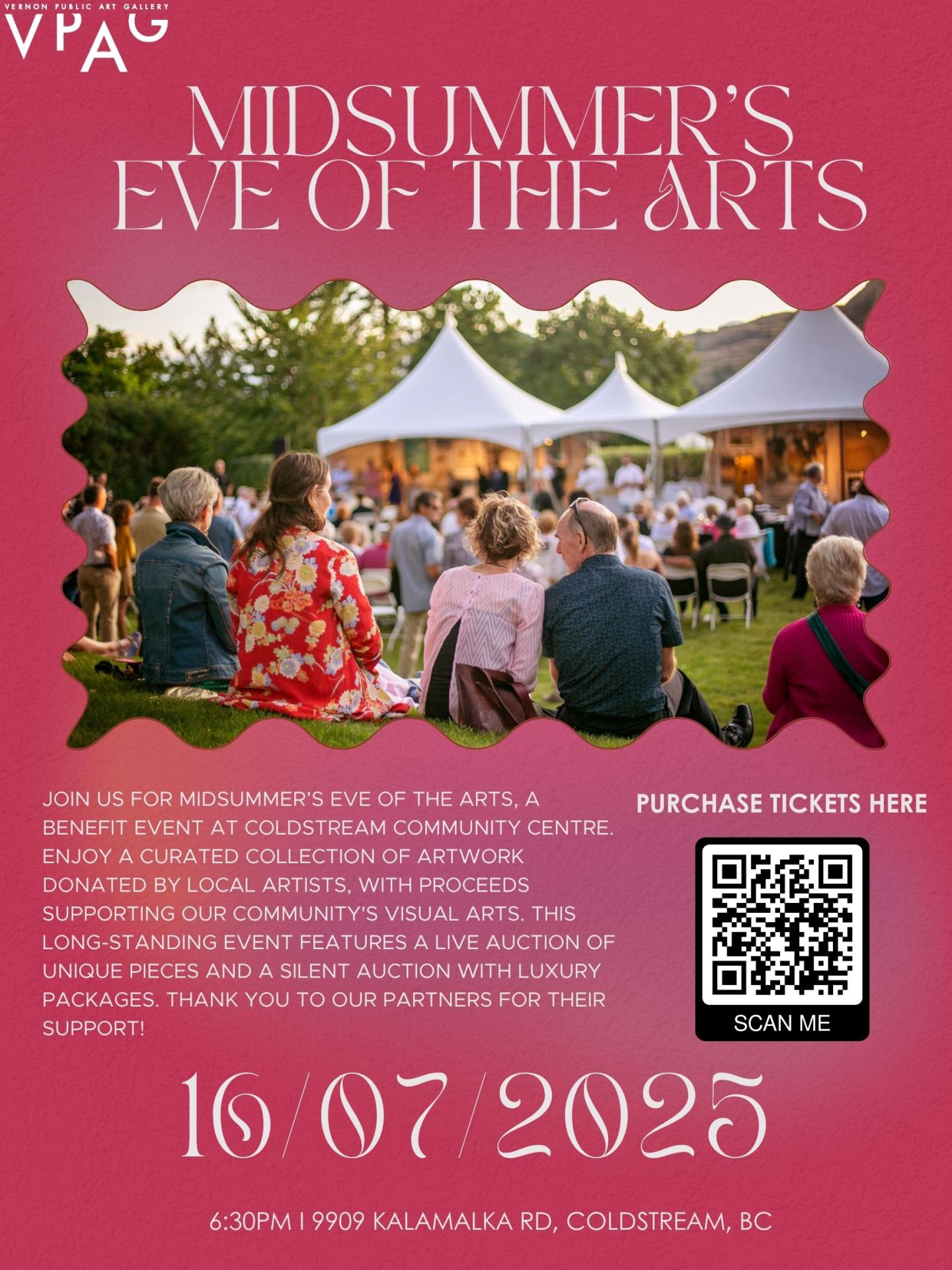 Poster displaying details and QR code for tickets