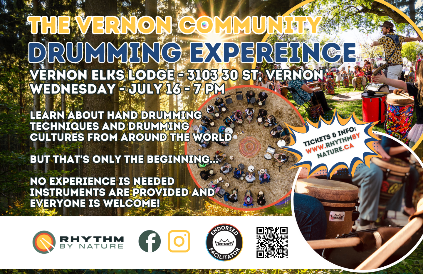 Rhythm By Nature - Vernon Drumming Event Poster
