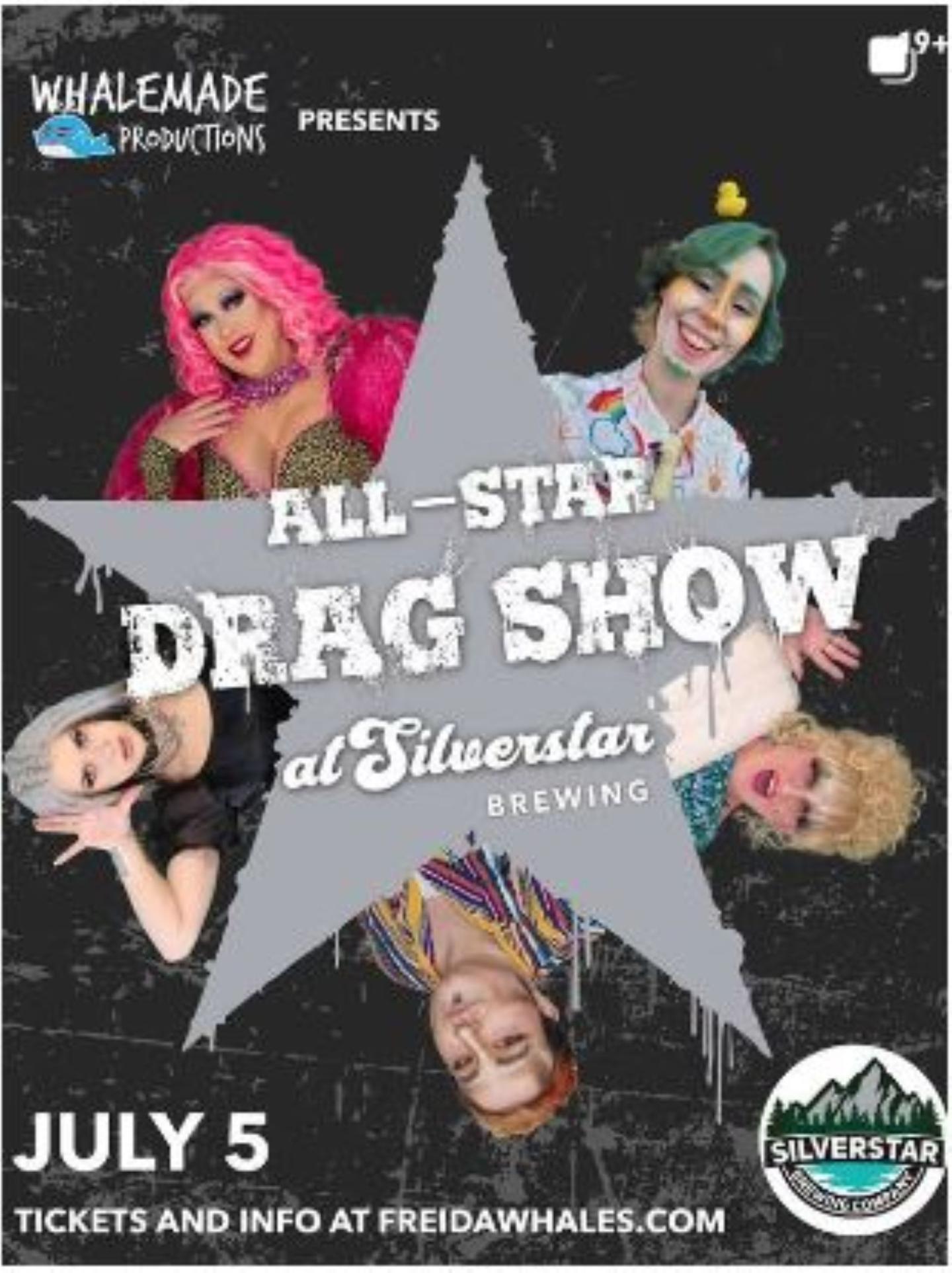 All-Star Drag Show poster with smiling performers around a star.