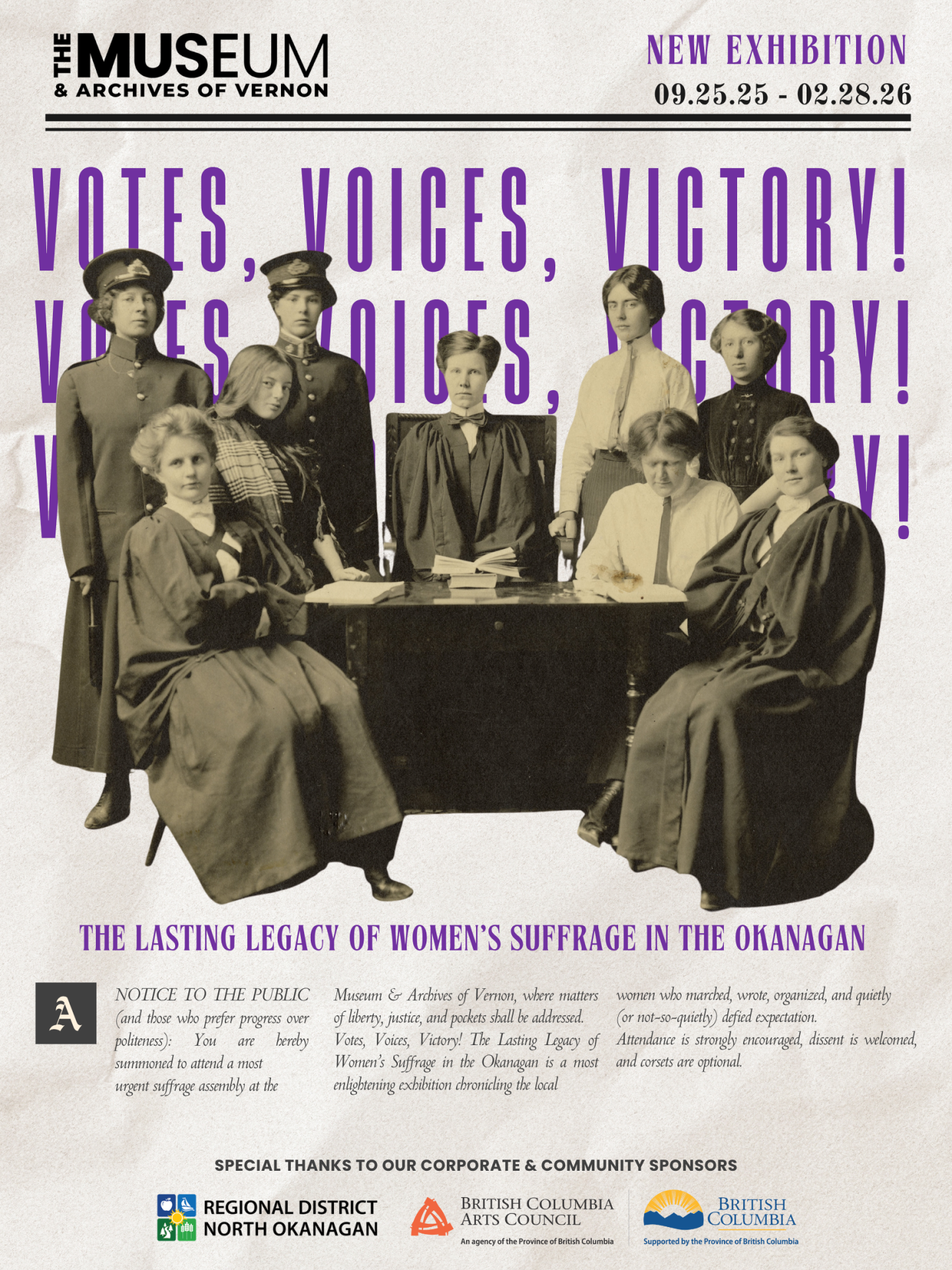 Votes Voices Victory Exhibit Poster Vernon Museum