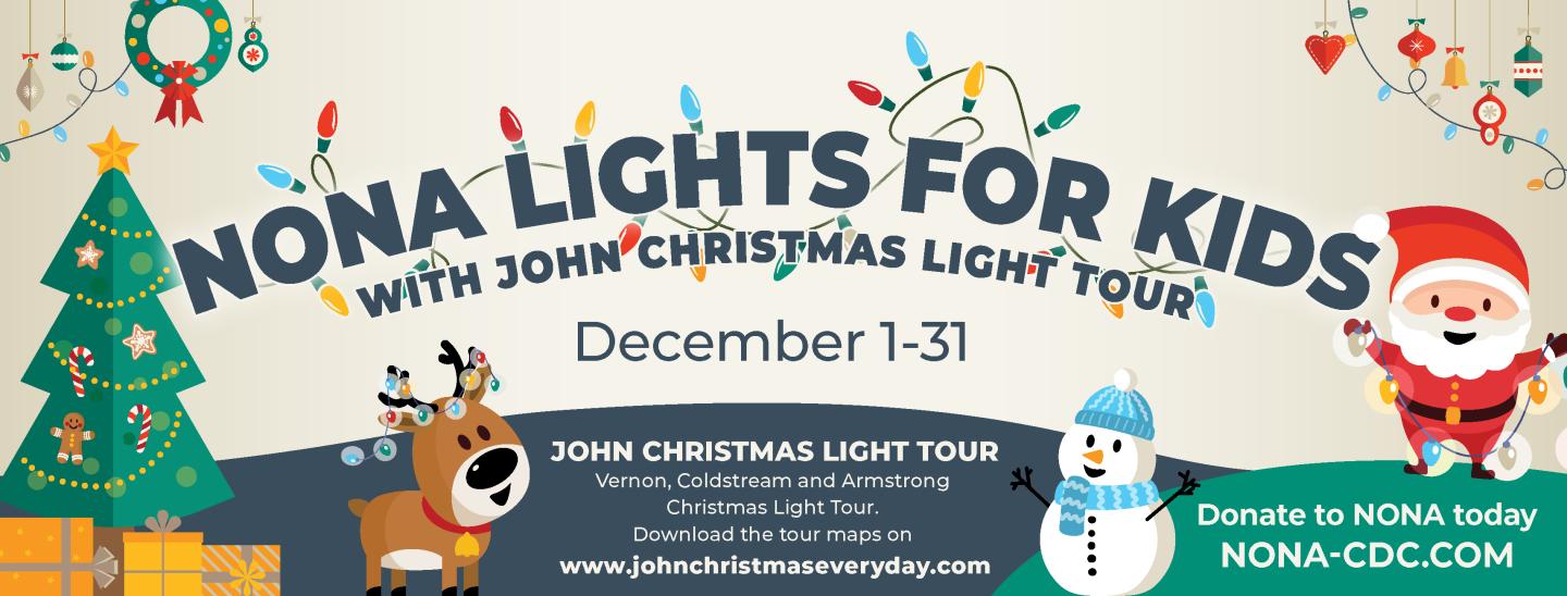 NONA Lights for Kids with John Christmas Light Tour fundraiser - December 1 - 31, 2025