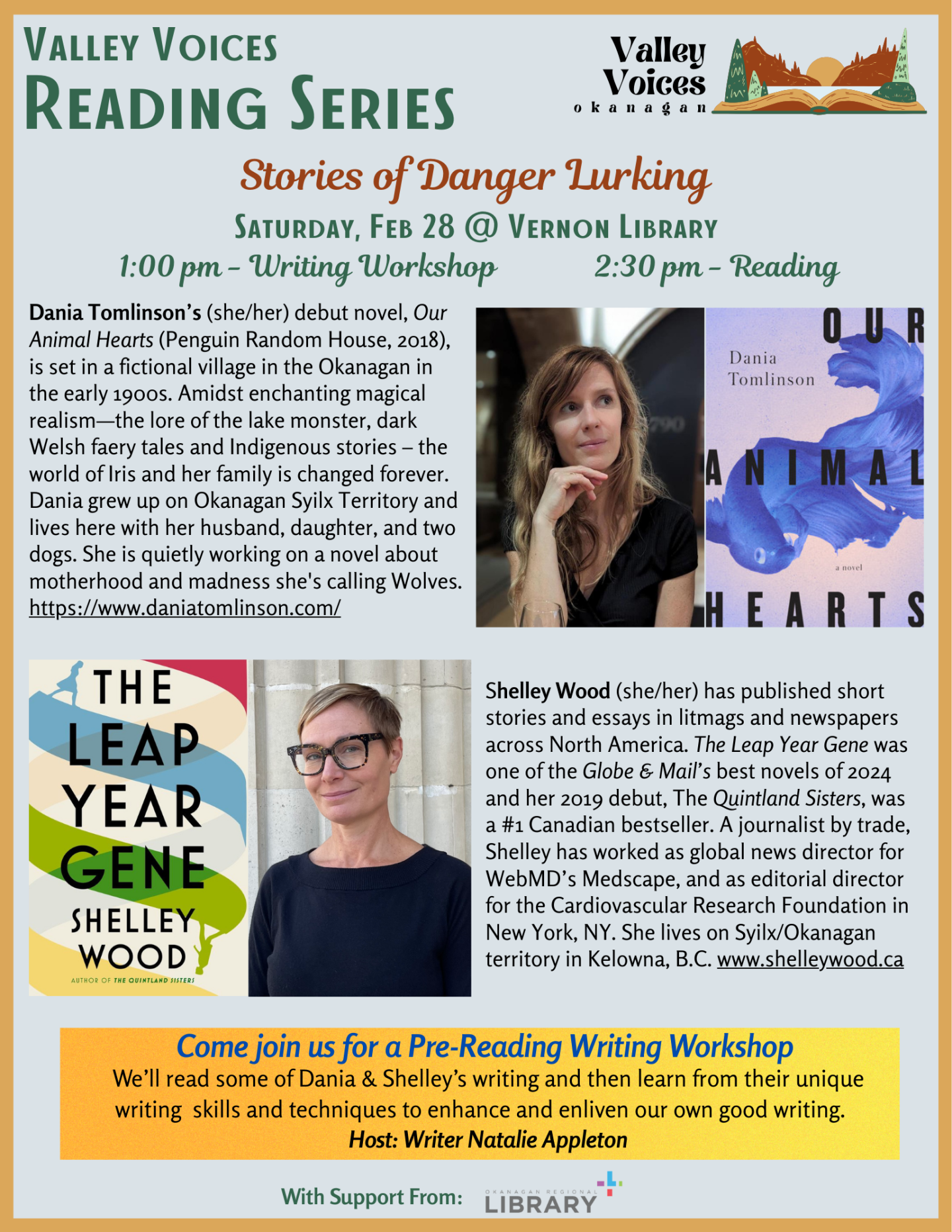 Valley Voices Stories of Danger Lurking with Dania Tomlinson & Shelley Wood Event Poster