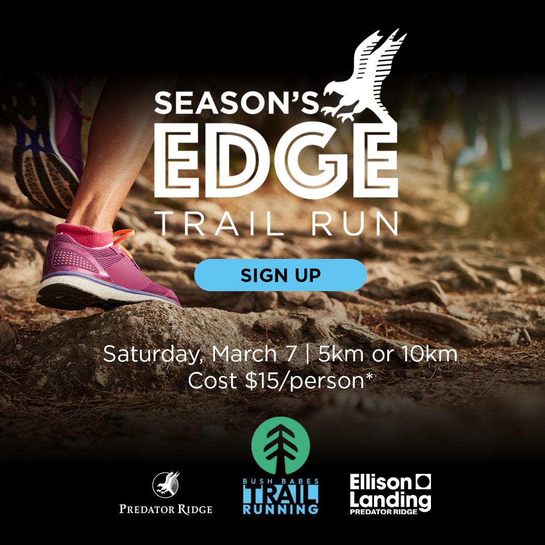 A person running on a trail at Predator Ridge.