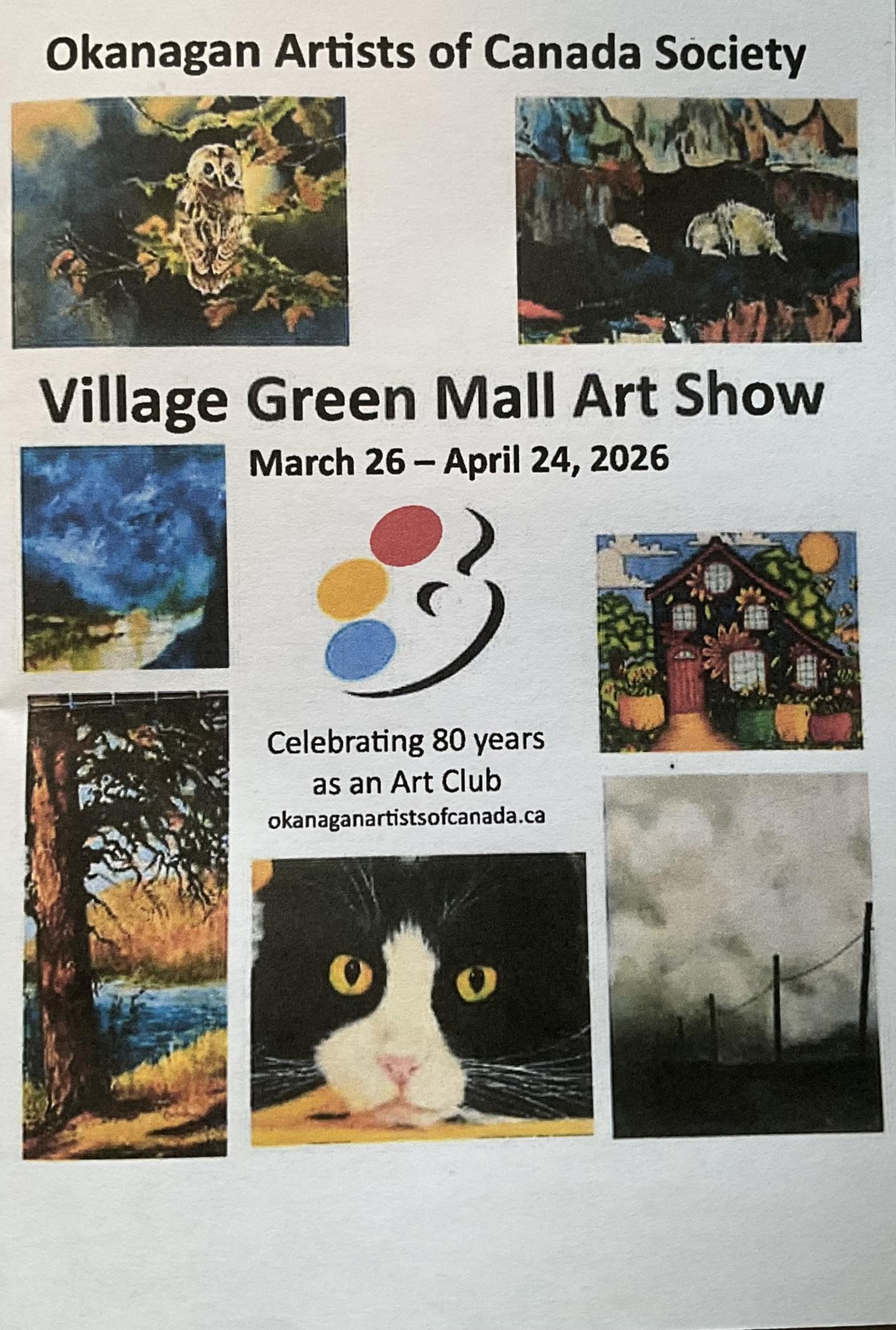 Okanagan Artists of Canada Showcase of Artworks at the Village Green Mall