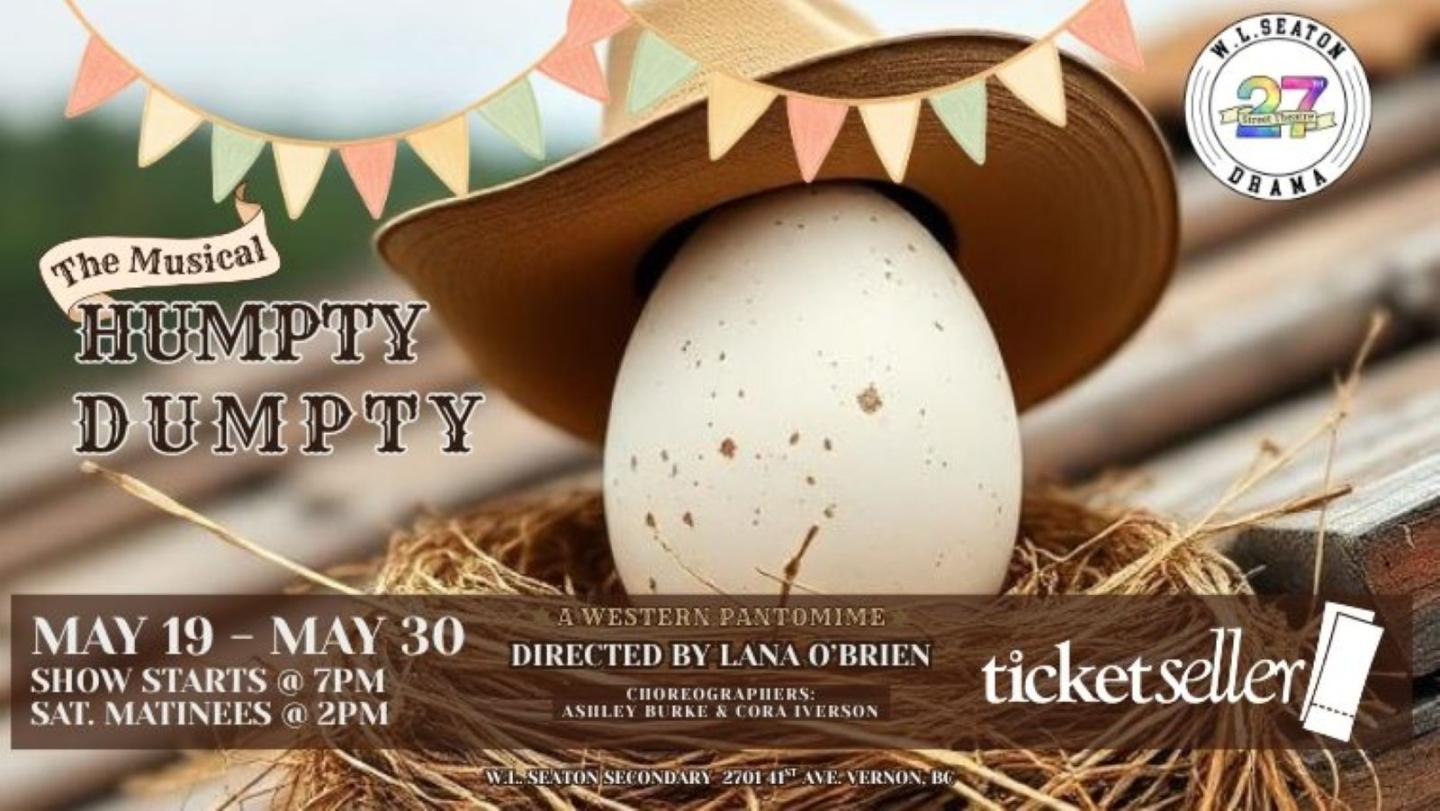 Egg with cowboy hat on wooden background under a banner.