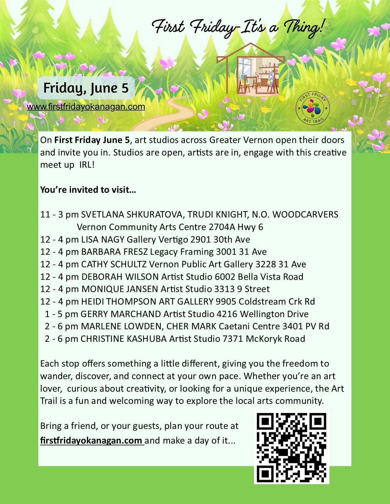 First Friday Art Trail June 5 featuring local artist studios, free you're invited to visit