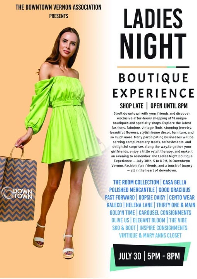 Ladies Night (late night shopping) Boutique Experience Event Poster