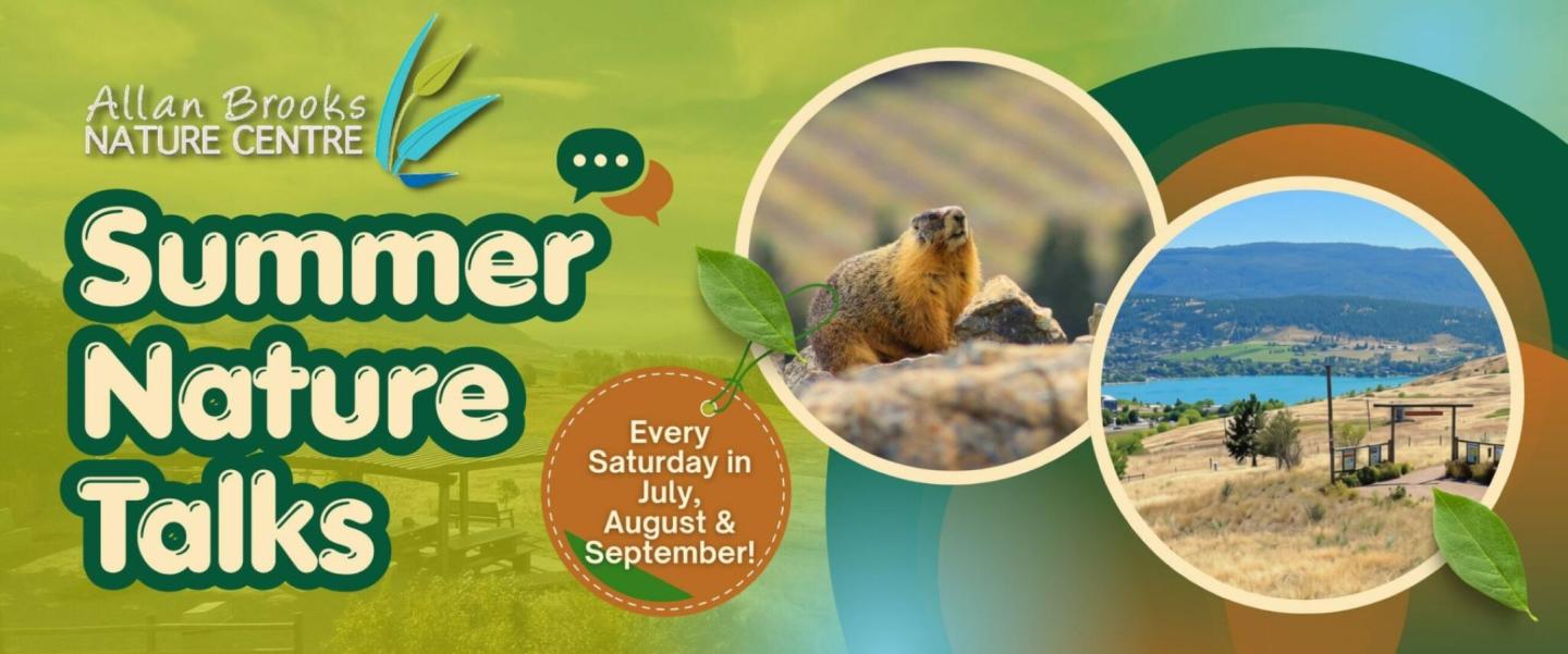 Summer Nature Talks banner with marmot and landscape photos.