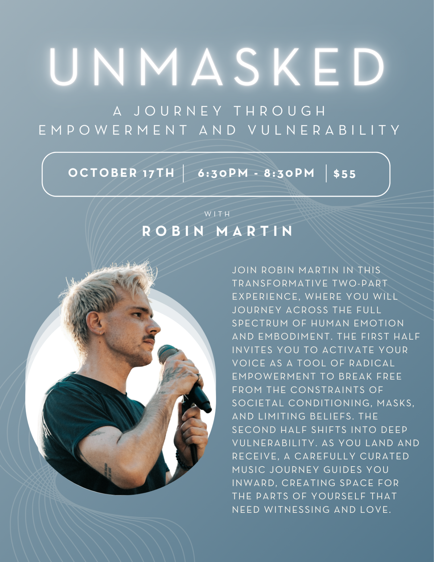 Unmasked: A Journey Through Empowerment and Vulnerability Event Poster