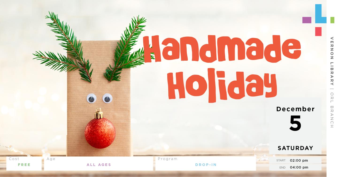 A paper bag craft with "Handmade Holiday"