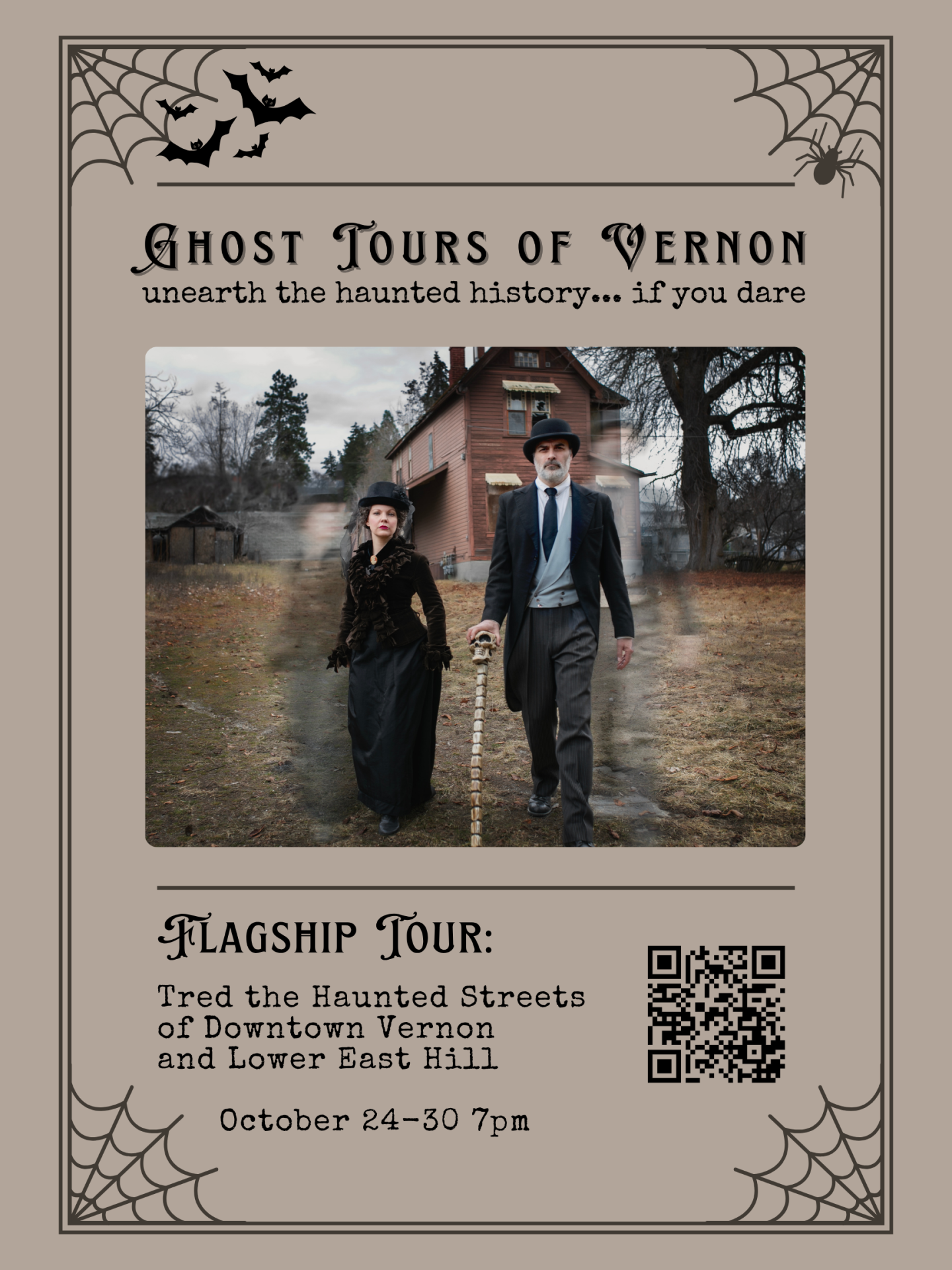 Join Ghost Tours of Vernon for their Flagship Tour this Halloween Season. Tours run October 24 - 30 7pm nightly.