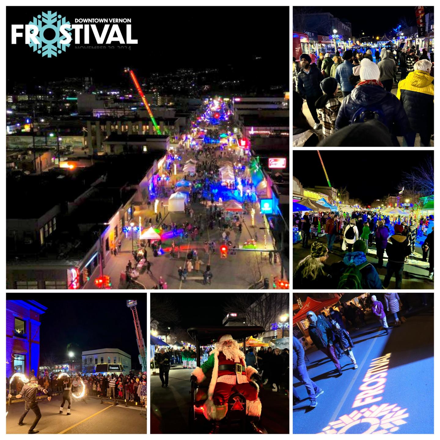 Festival collage showing nighttime crowds, illuminated streets, music, and colorful lights.